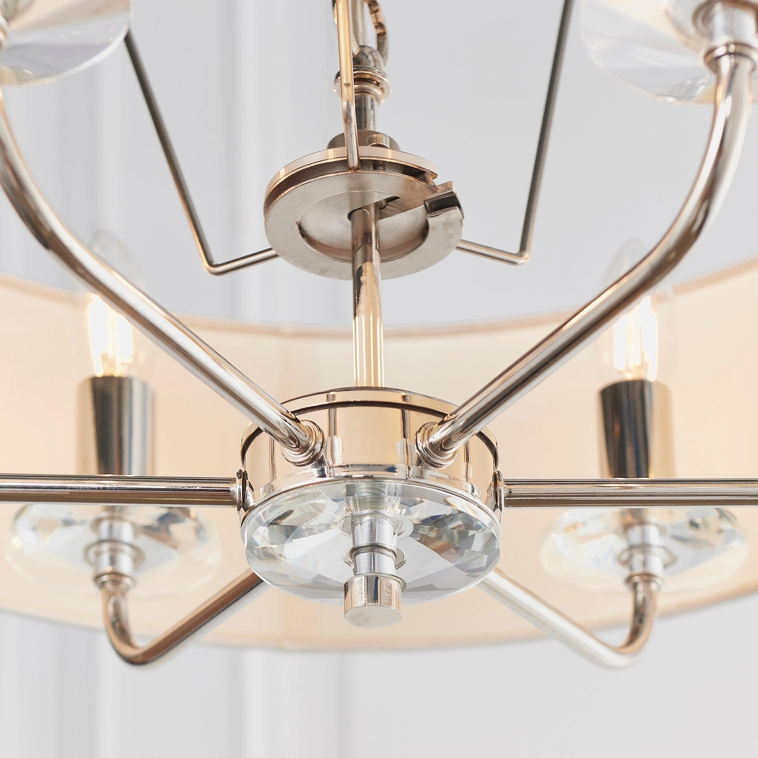 Endon Nixon 6 Arm Bright Nickel Pendant Ceiling Light