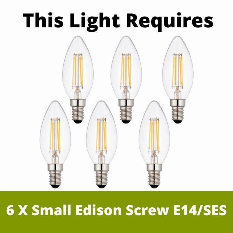 Endon Nixon 6 Arm Bright Nickel Pendant Ceiling Light