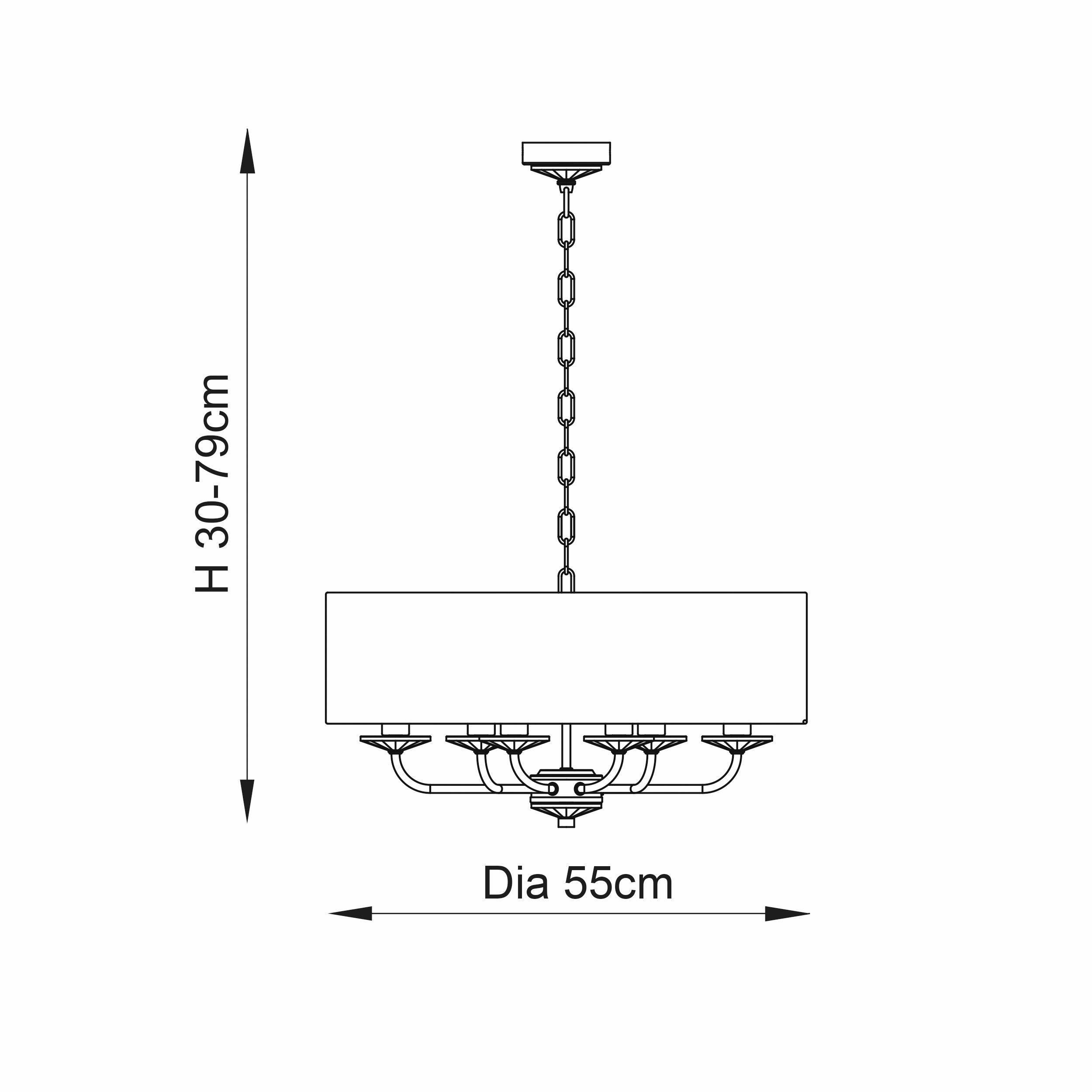 Endon Nixon 6 Arm Bright Nickel Pendant Ceiling Light