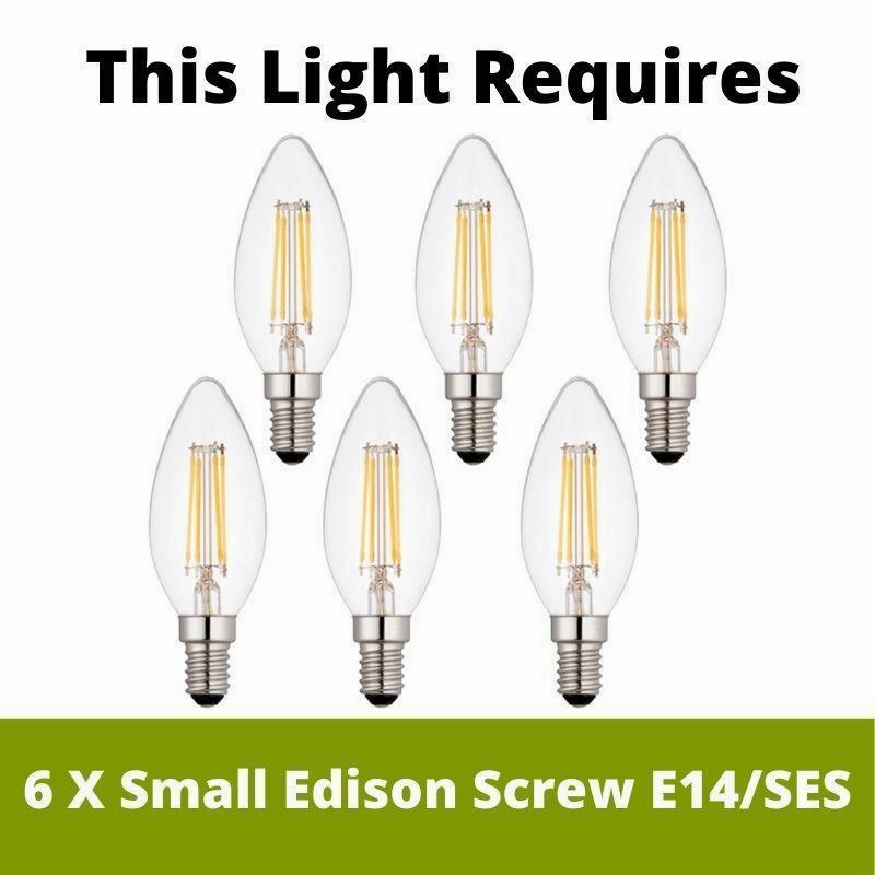Endon Nixon 6 Arm Bright Nickel Pendant Ceiling Light
