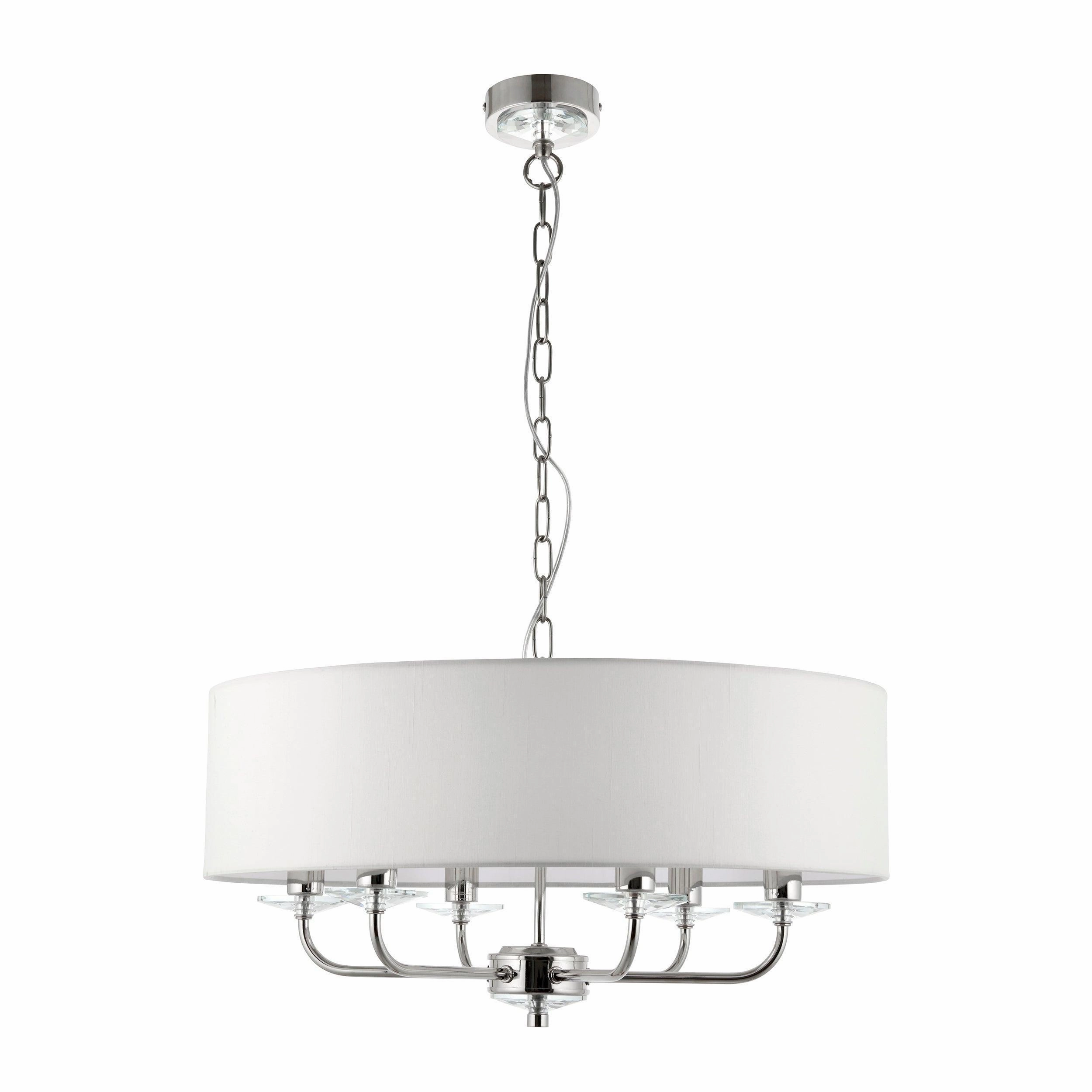 Endon Nixon 6 Arm Bright Nickel Pendant Ceiling Light