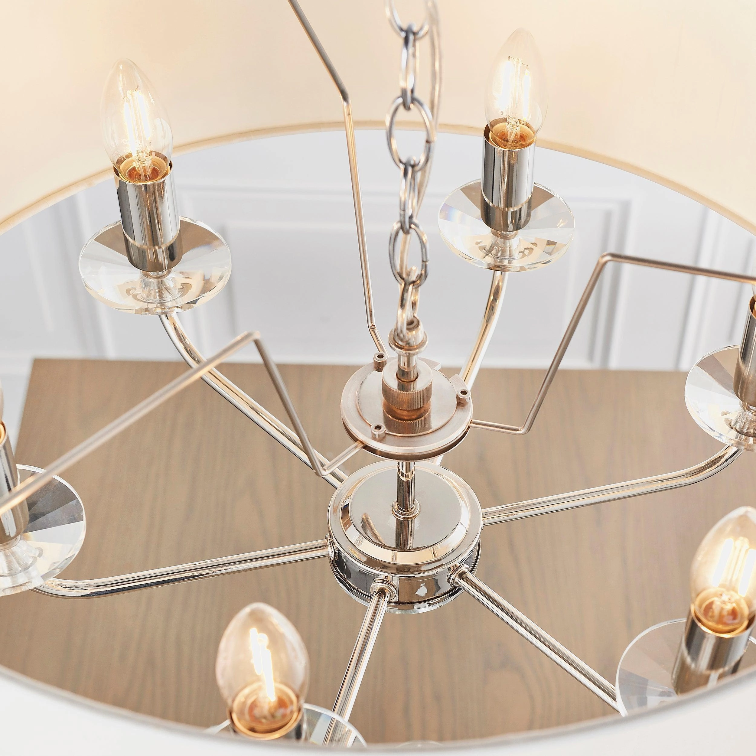 Endon Nixon 6 Arm Bright Nickel Pendant Ceiling Light