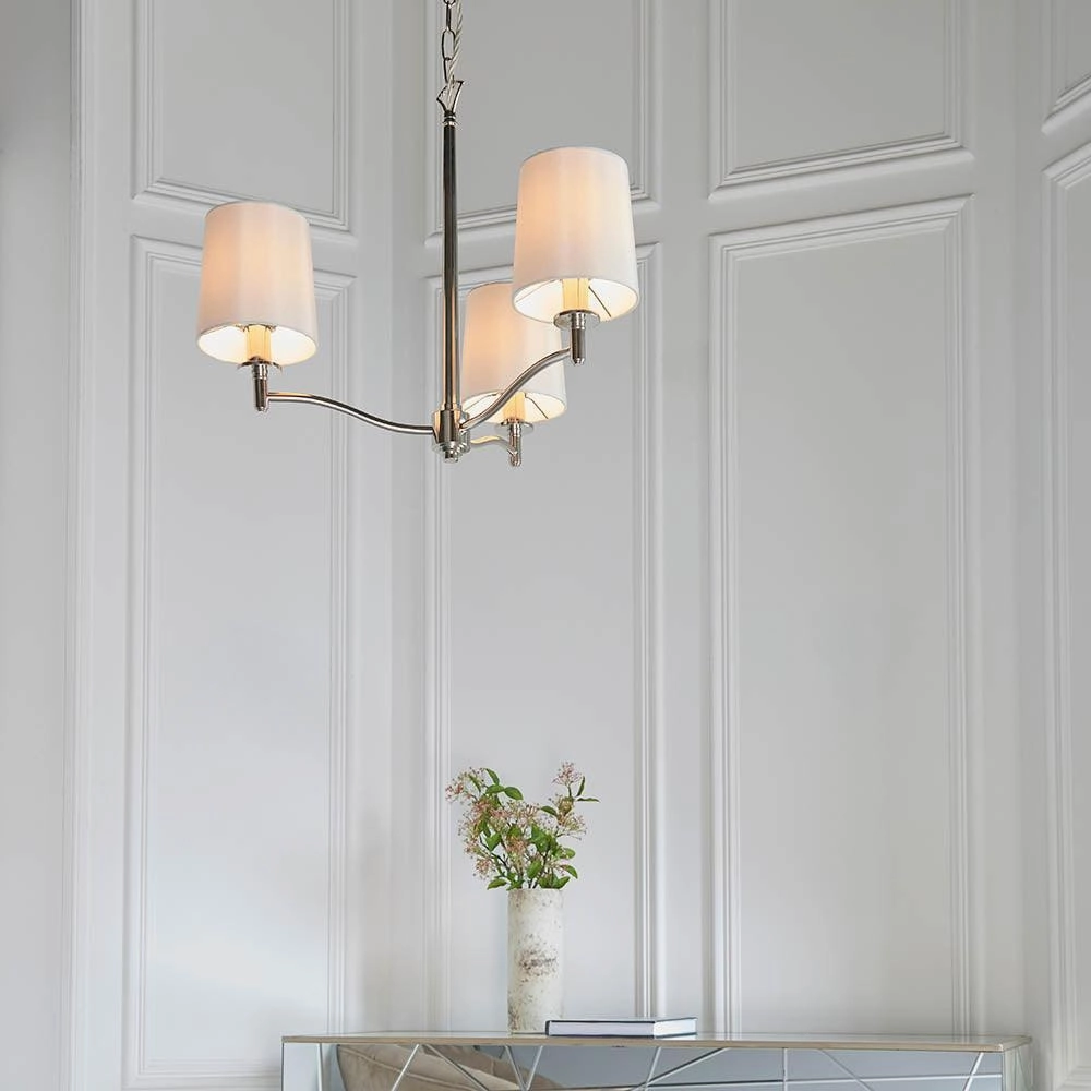 Endon Ortona 3 Light Nickel Pendant Ceiling Light