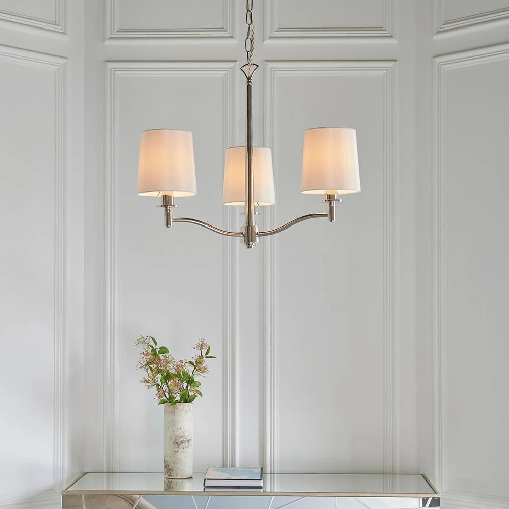 Endon Ortona 3 Light Nickel Pendant Ceiling Light