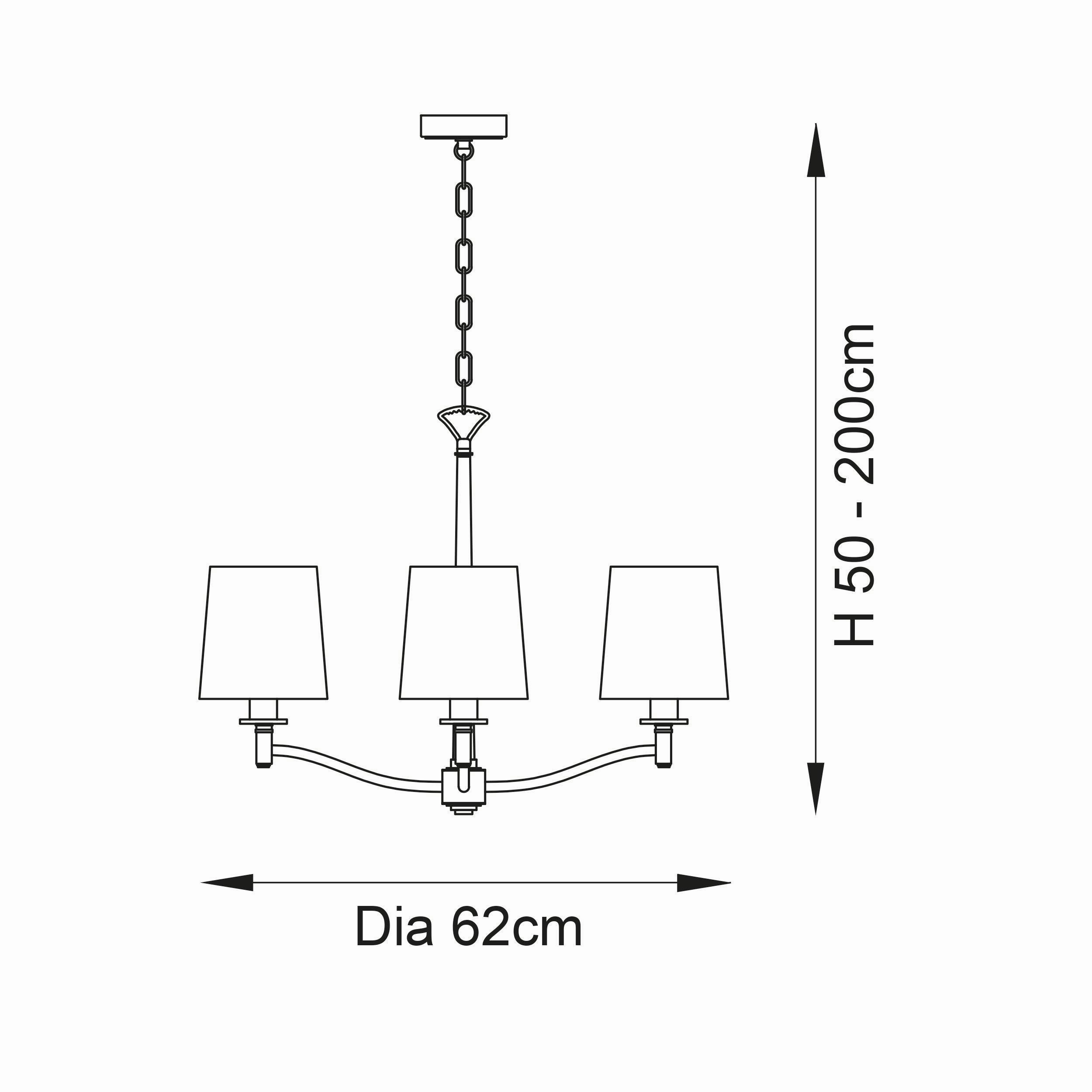 Endon Ortona 3 Light Nickel Pendant Ceiling Light