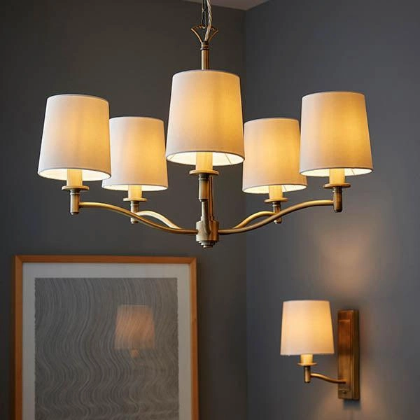 Endon Ortona 5 Light Antique Brass Pendant