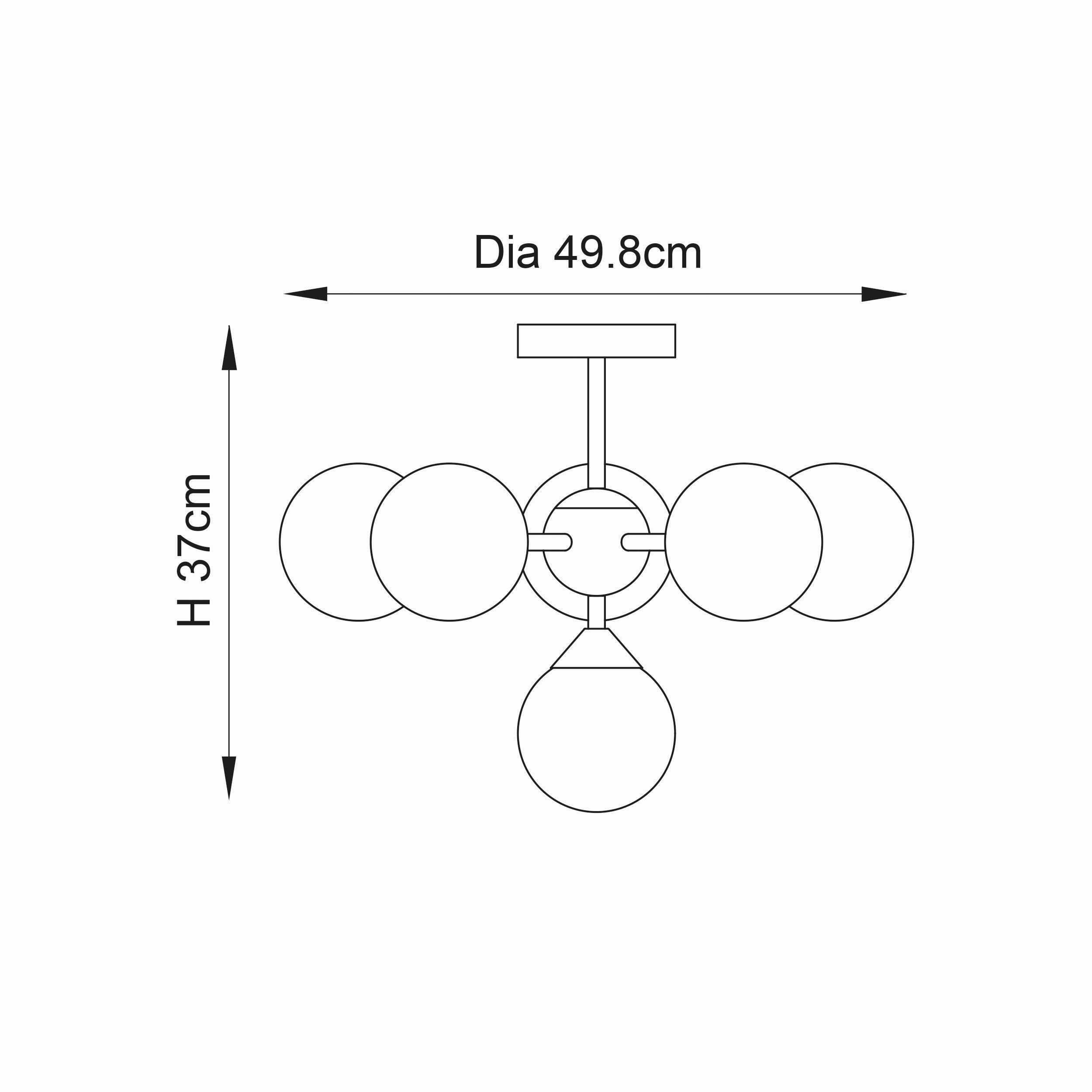 Endon Oscar 6 Light Brass Finish Semi Flush Ceiling Light