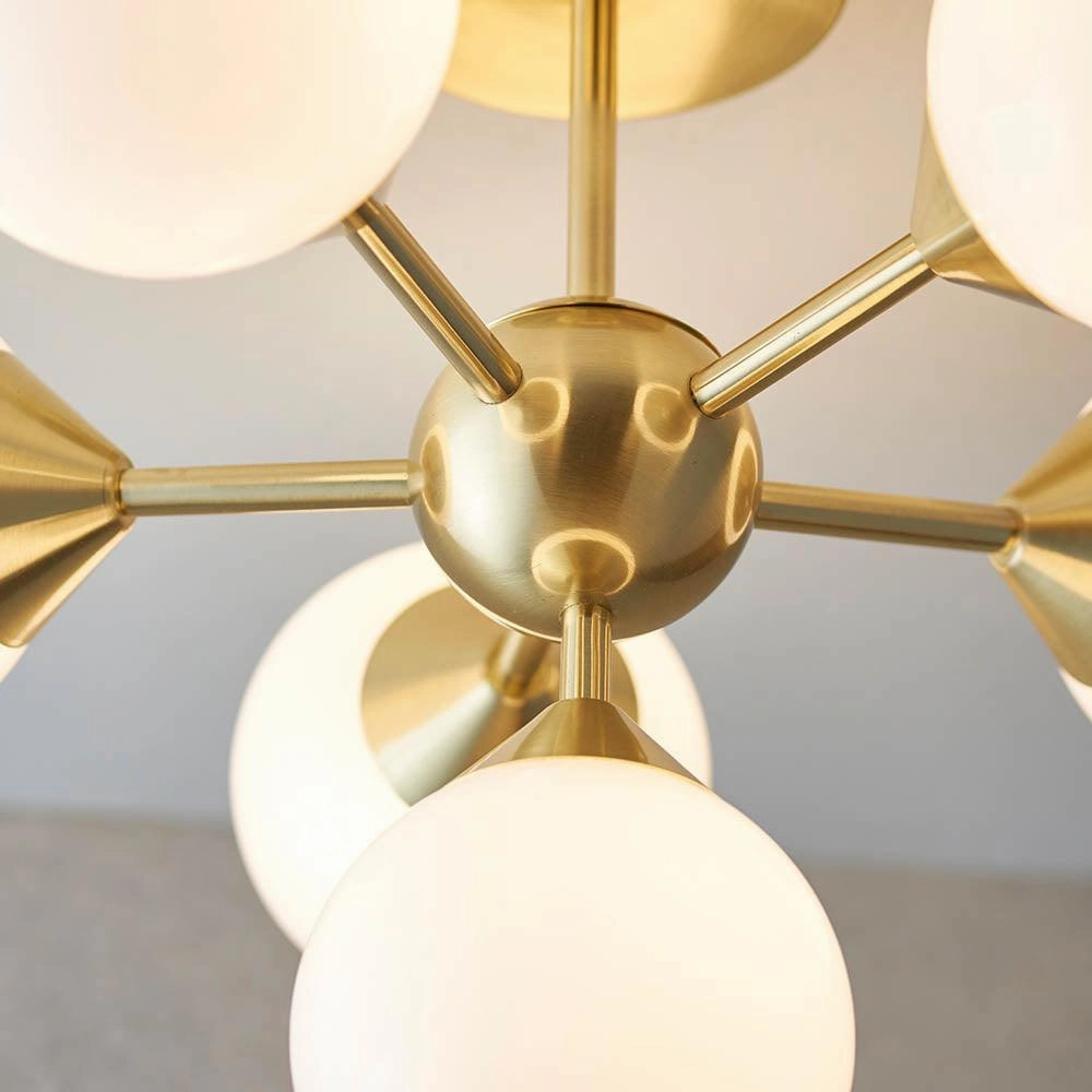 Endon Oscar 6 Light Brass Finish Semi Flush Ceiling Light