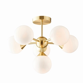 Endon Oscar 6 Light Brass Finish Semi Flush Ceiling Light simple ceiling design light