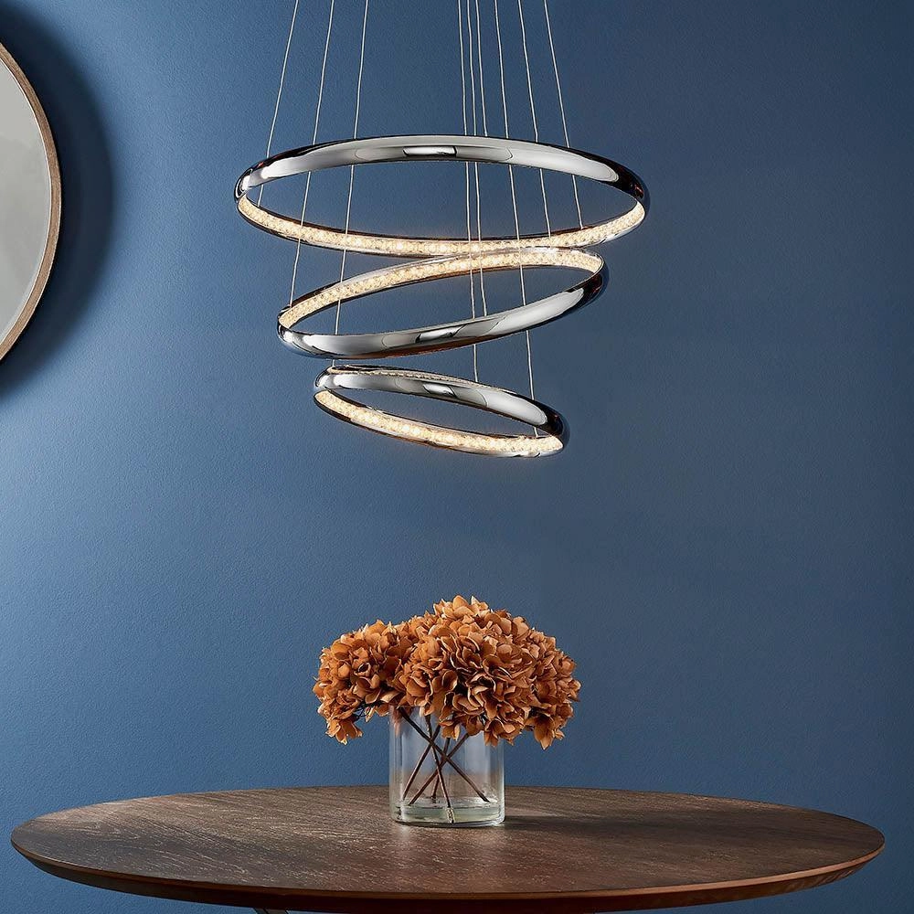 Endon Ozias 1 Light Chrome & Crystal Ceiling Pendant