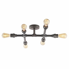 Endon Pipe 6 Light Aged Pewter Semi Flush Ceiling Light simple ceiling design light