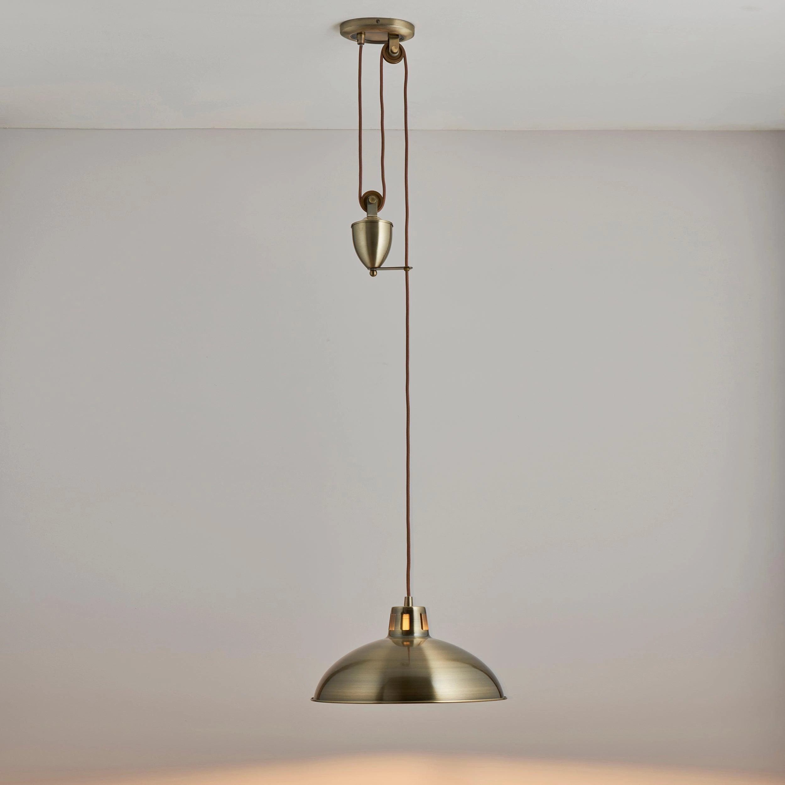 Endon Polka Rise & Fall Antique Brass 1 Light Ceiling Pendant