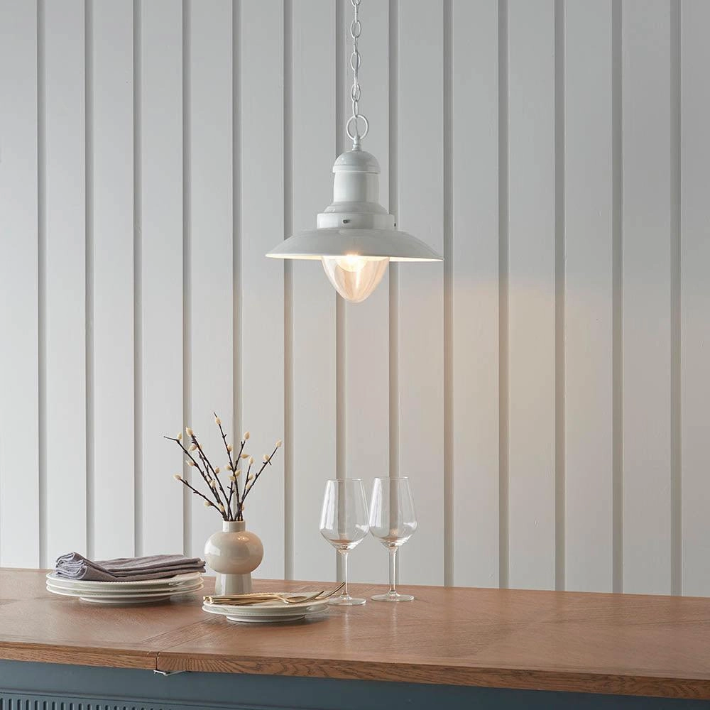 Endon Polperro 1 Light Cream Ceiling Pendant