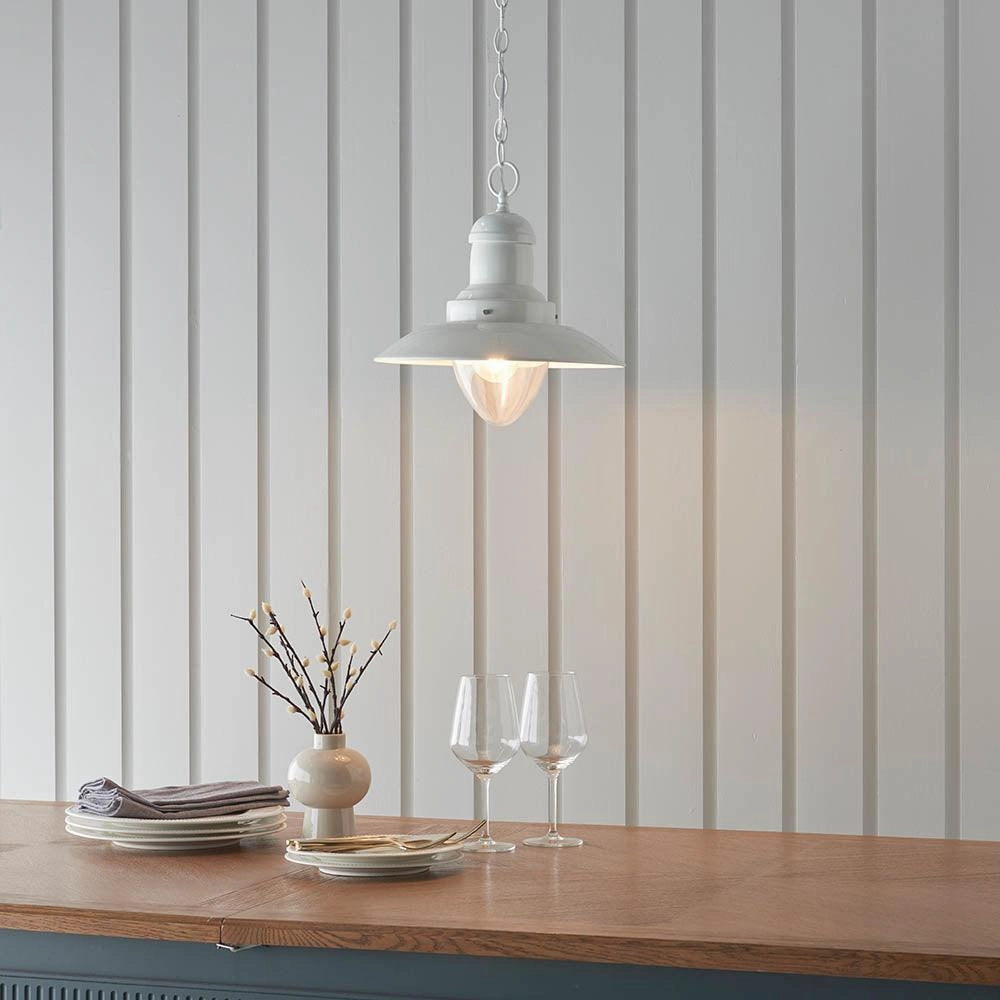 Endon Polperro 1 Light Cream Ceiling Pendant