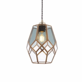 Endon Ripley 1 Light Solid Brass Ceiling Pendant - Glass Shade modern ceiling lamp