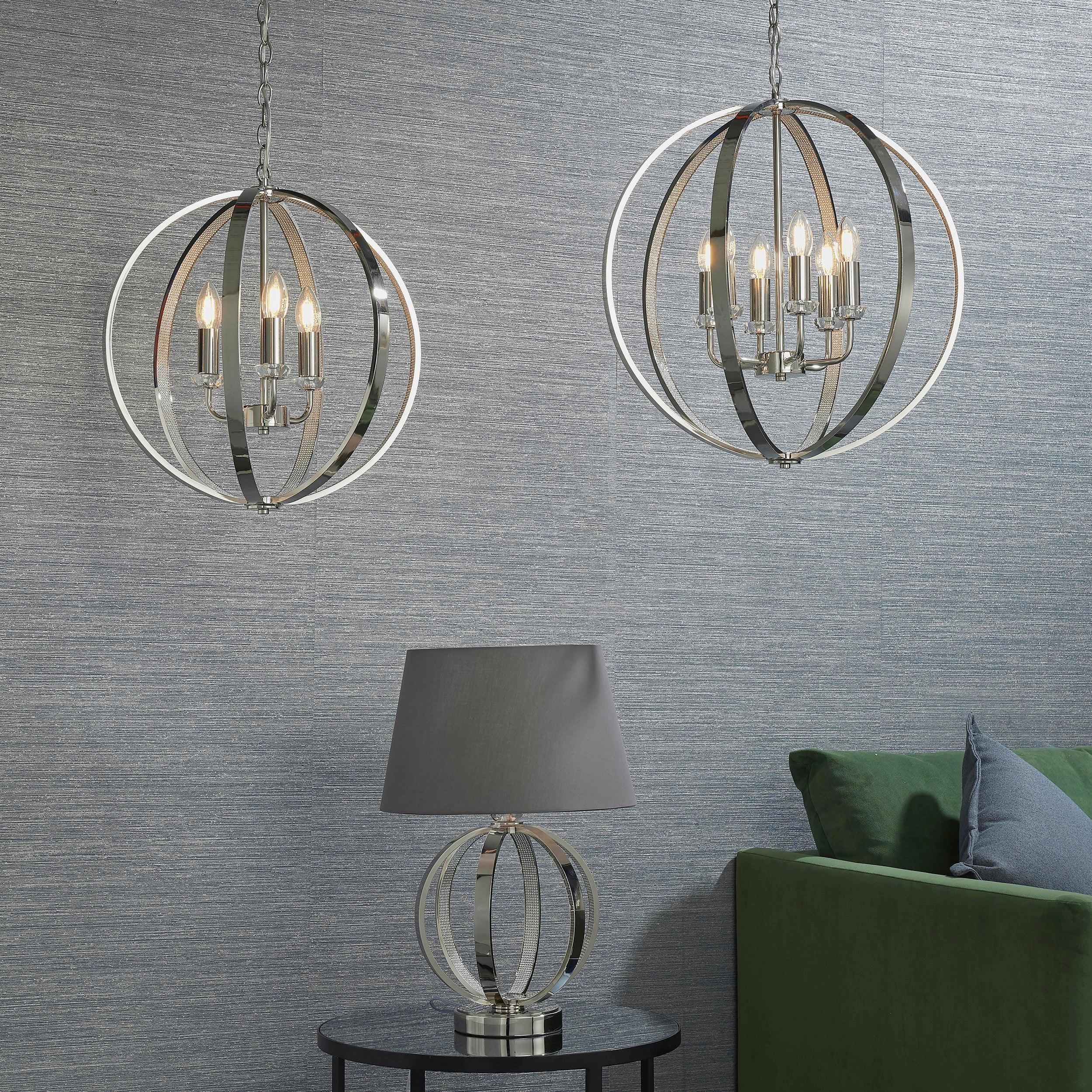 Endon Ritz 6 Light Nickel Ceiling Pendant