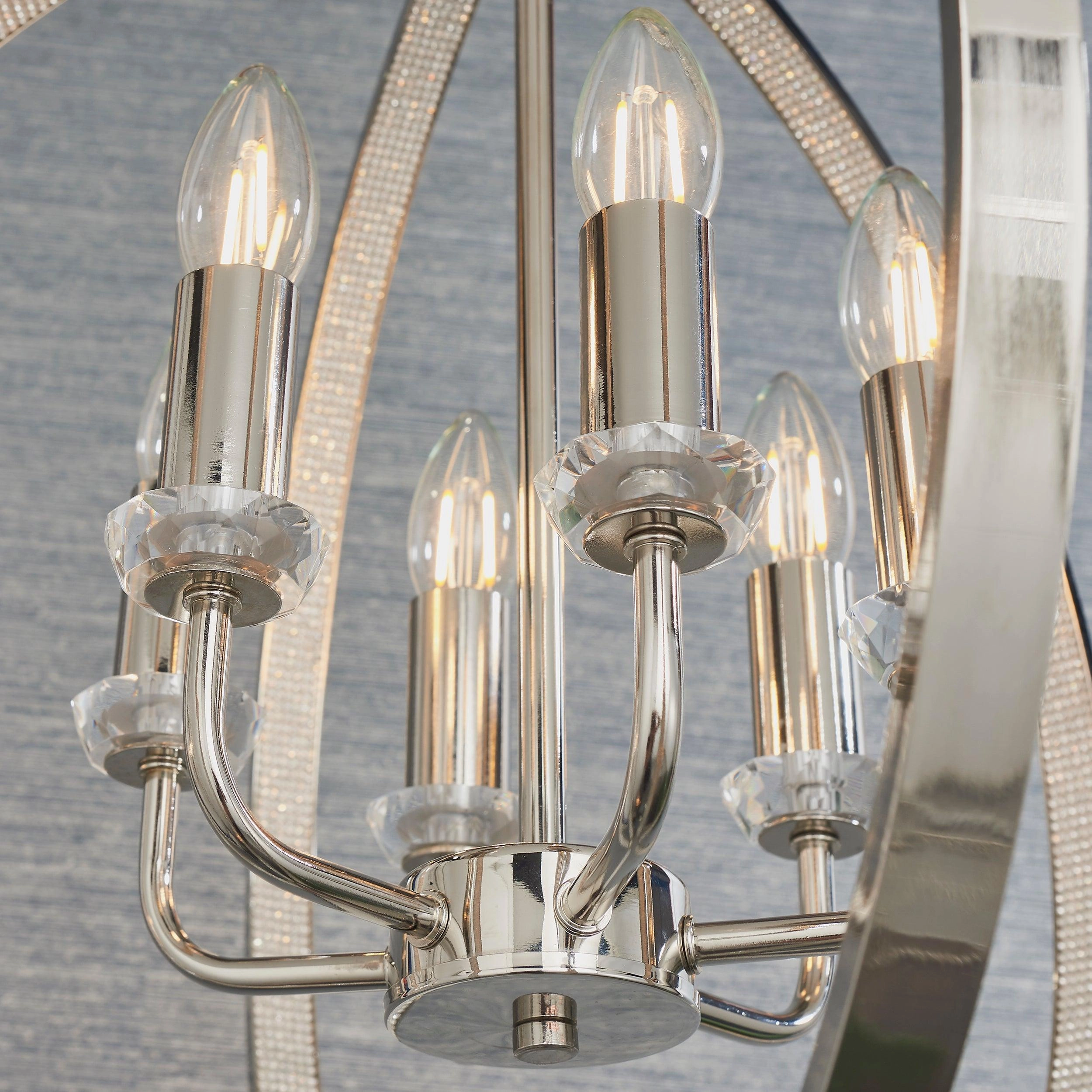 Endon Ritz 6 Light Nickel Ceiling Pendant
