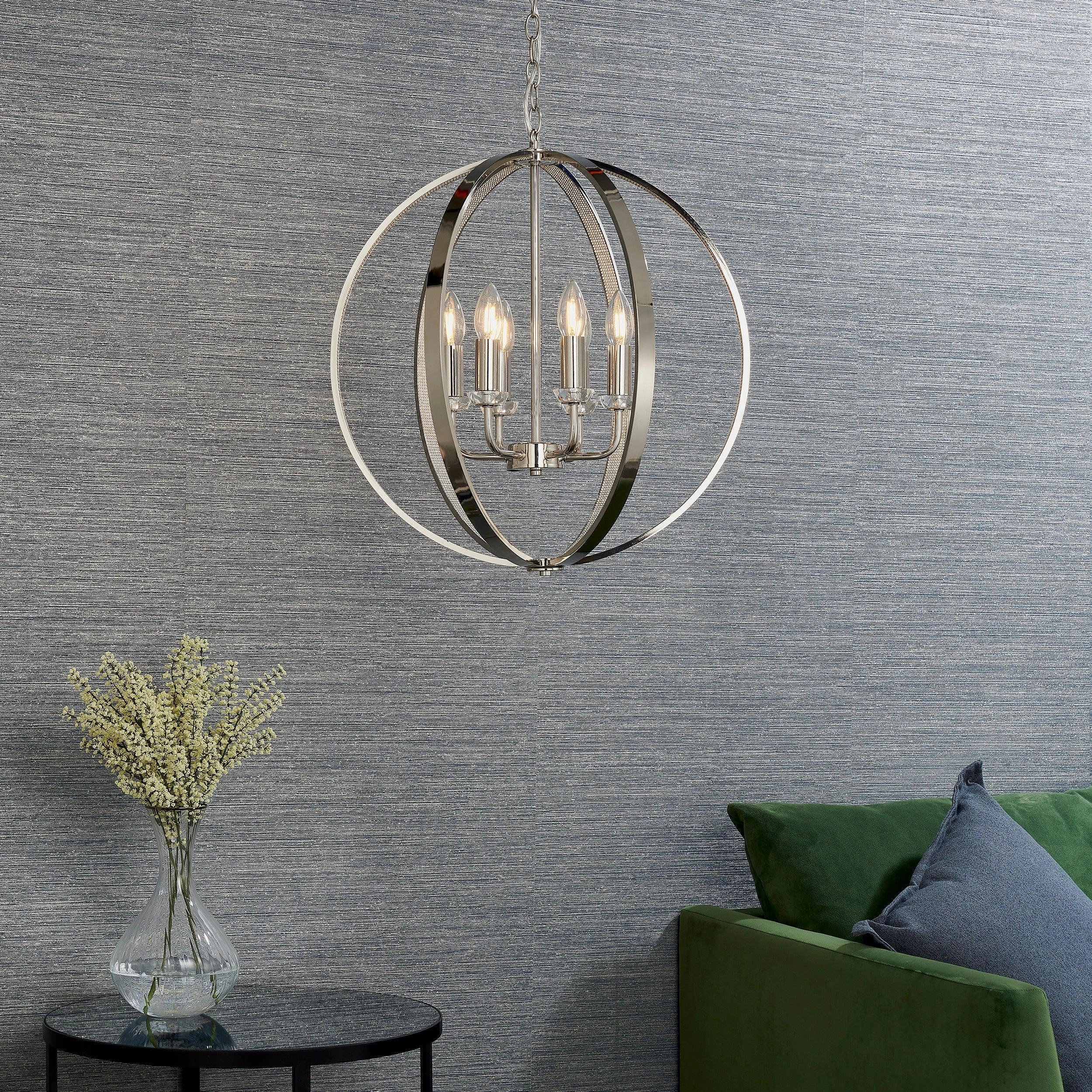 Endon Ritz 6 Light Nickel Ceiling Pendant