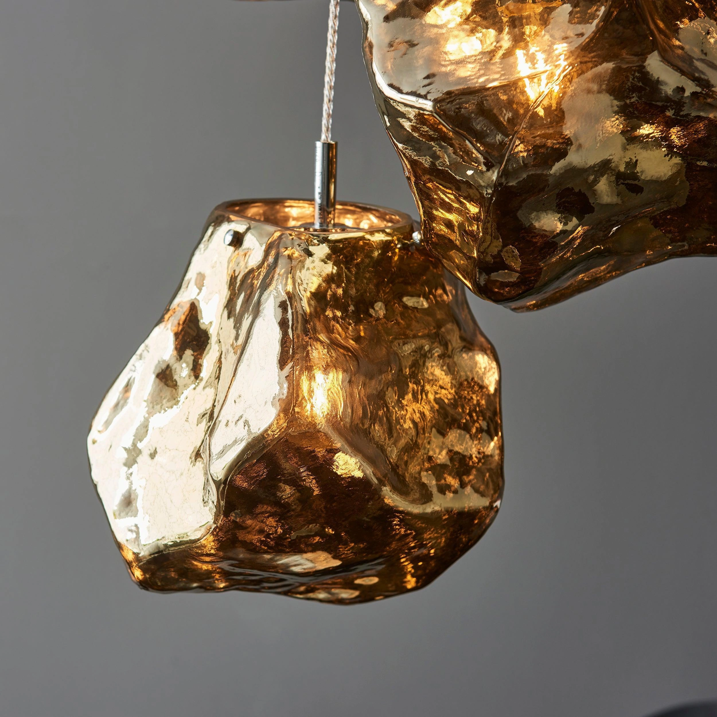 Endon Rock 3 Light Metallic Brass Pendant Light