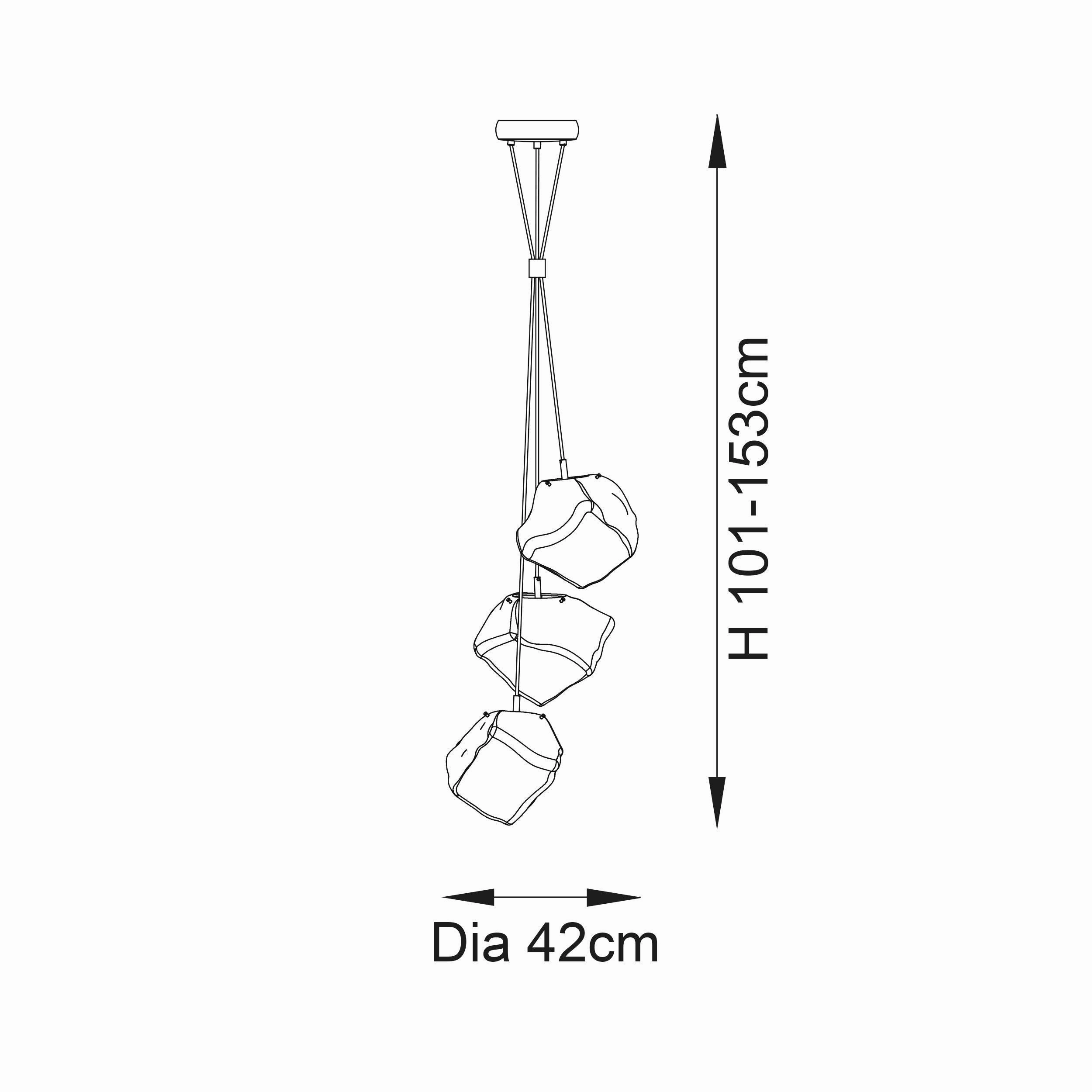 Endon Rock 3 Light Metallic Brass Pendant Light
