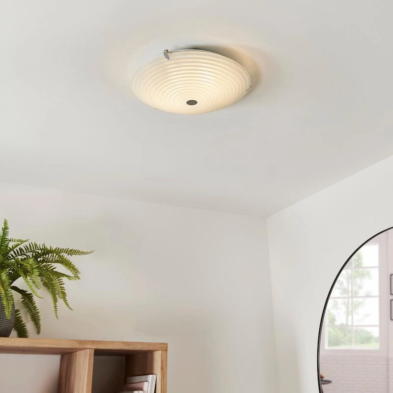 Endon Roundel 2 Light Chrome & Glass Ceiling Flush