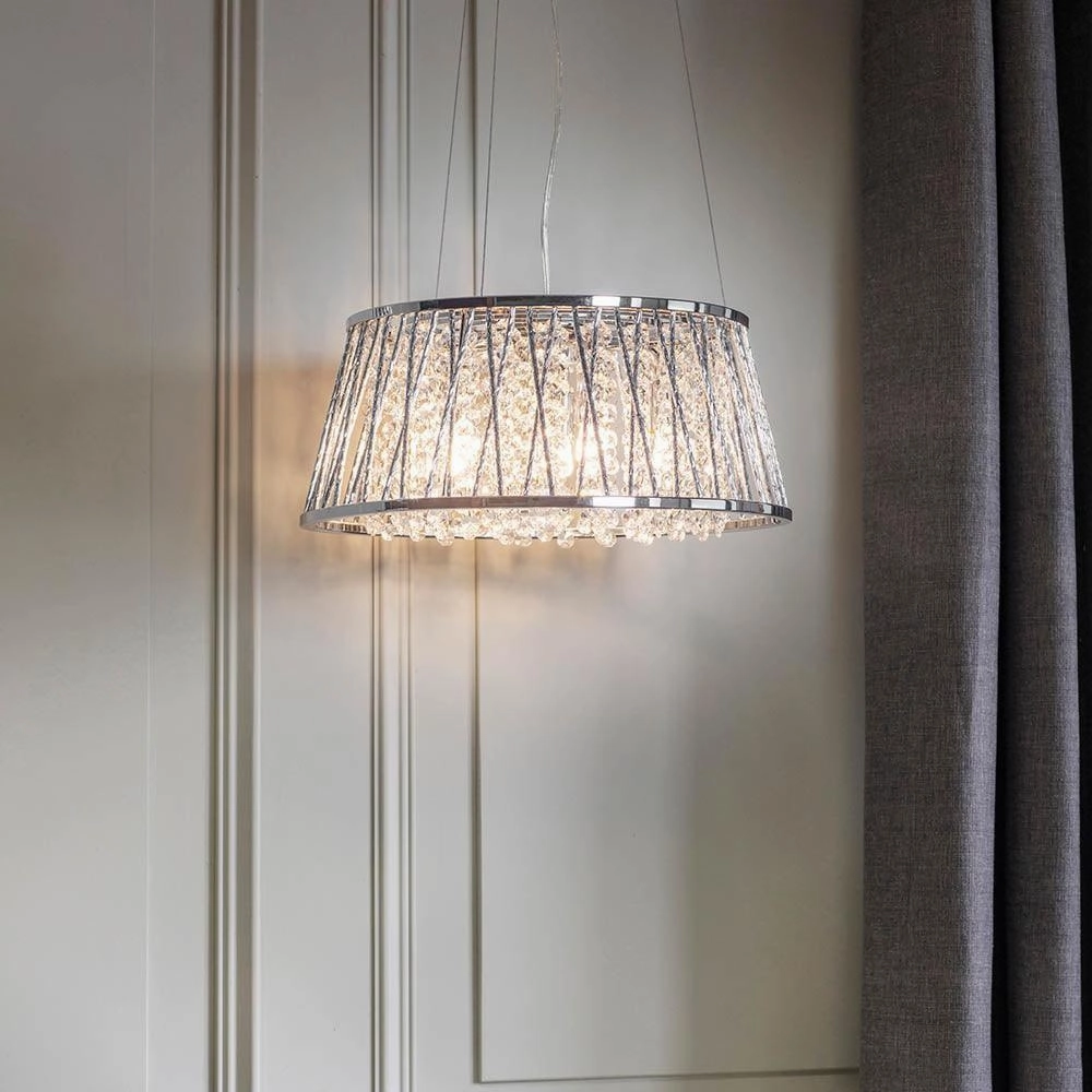 Endon Sophia 5 Light Chrome & Crystal Ceiling Pendant
