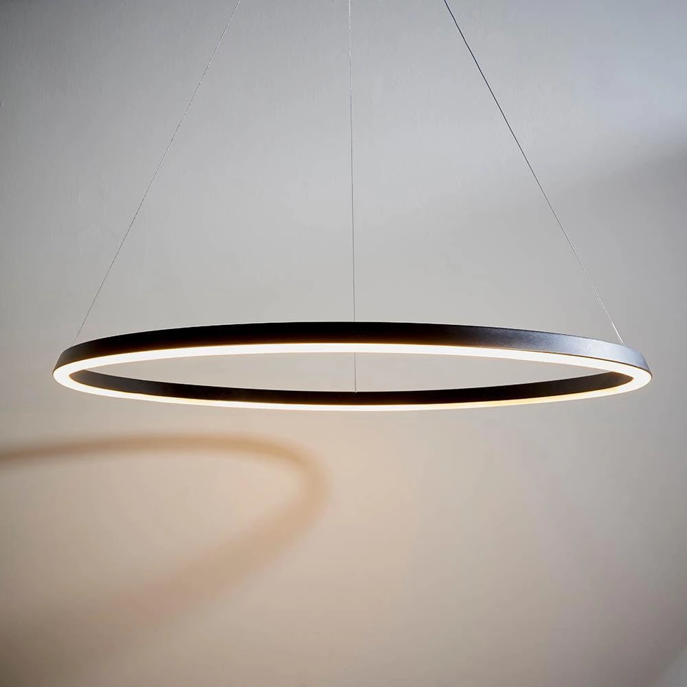 Endon Staten 1 Light Matt Black Pendant Ceiling Light