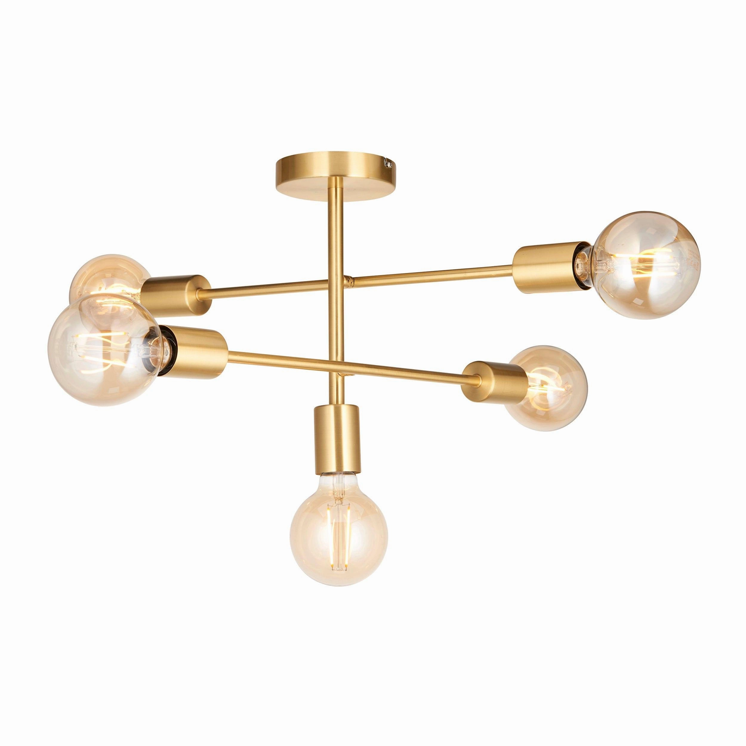 Endon Studio 5 Light Brass Finish Semi Flush Ceiling Light simple ceiling design light