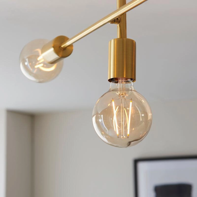Endon Studio 5 Light Brass Finish Semi Flush Ceiling Light