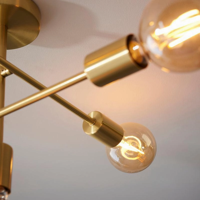Endon Studio 5 Light Brass Finish Semi Flush Ceiling Light