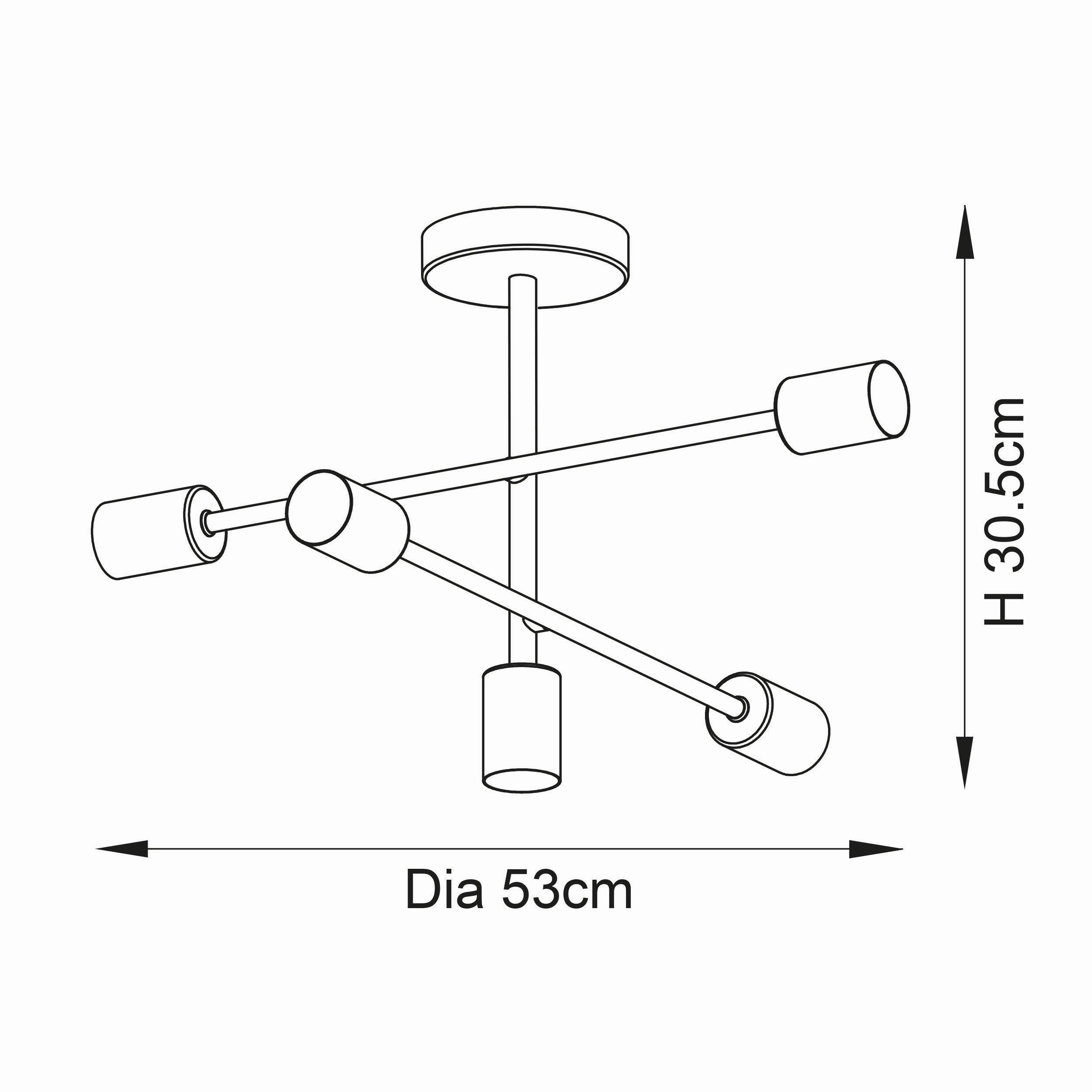 Endon Studio 5 Light Brass Finish Semi Flush Ceiling Light