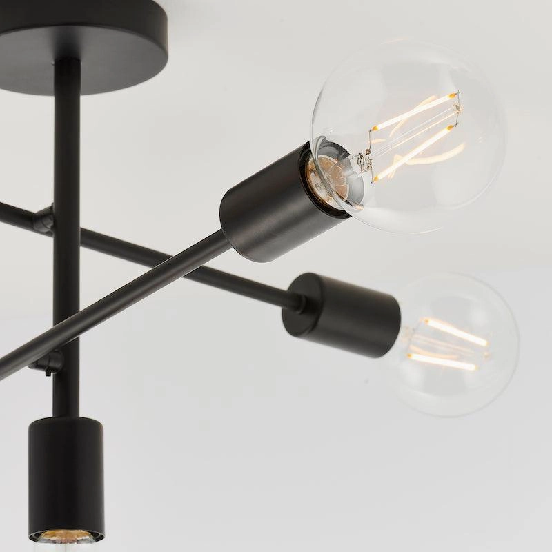 Endon Studio 5 Light Matt Black Semi Flush Ceiling Light