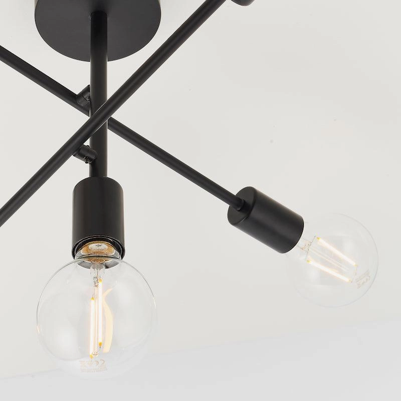 Endon Studio 5 Light Matt Black Semi Flush Ceiling Light