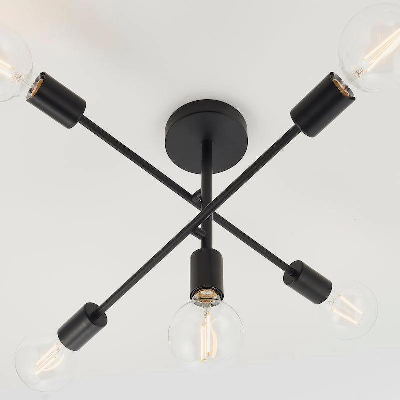 Endon Studio 5 Light Matt Black Semi Flush Ceiling Light