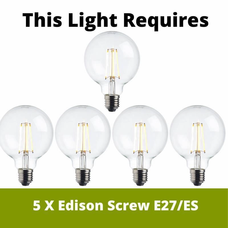 Endon Studio 5 Light Matt Black Semi Flush Ceiling Light