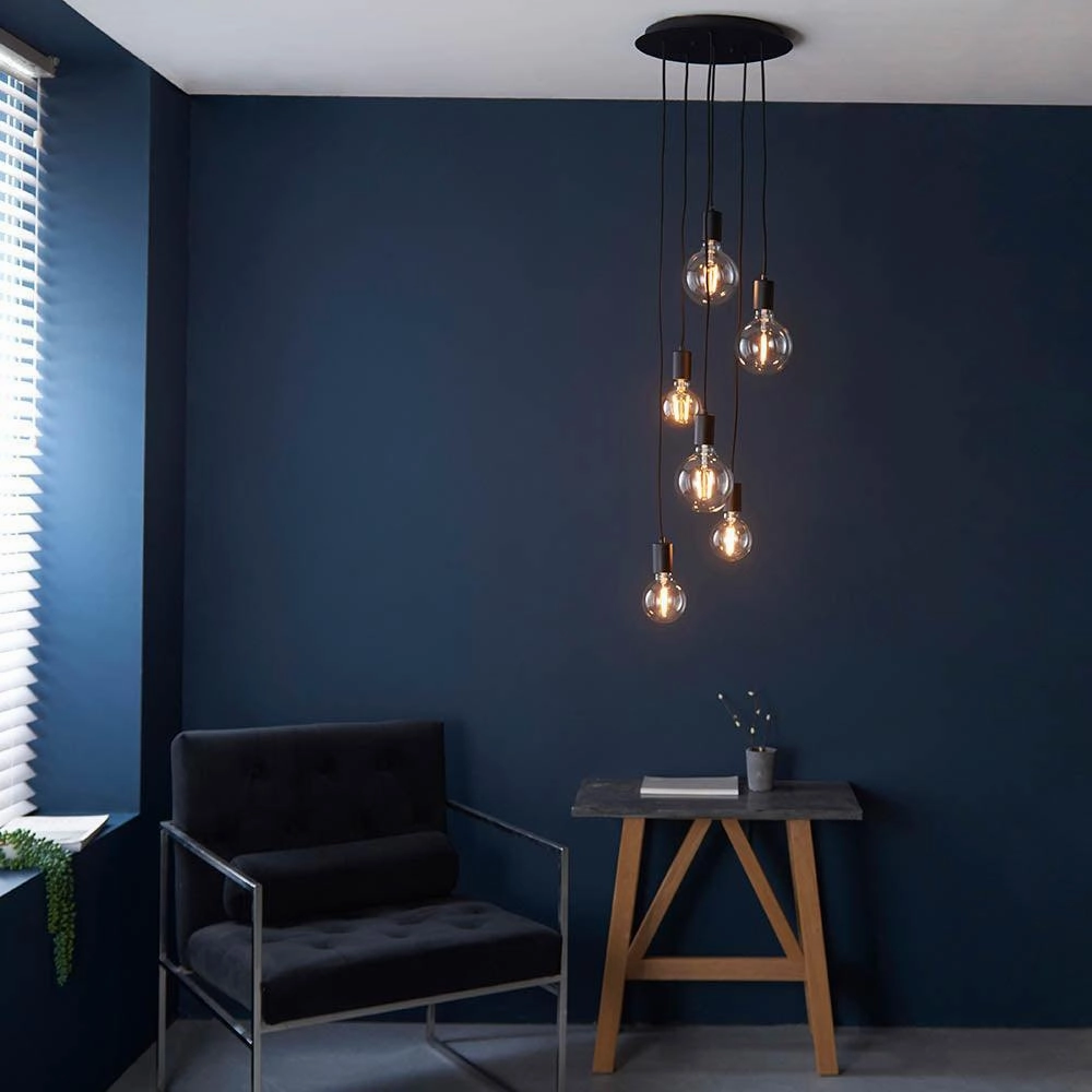 Endon Studio 6 Light Black Pendant Ceiling Light