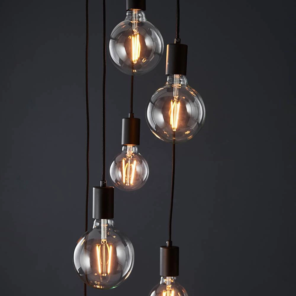 Endon Studio 6 Light Black Pendant Ceiling Light