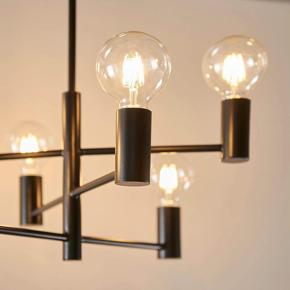 Endon Studio 6 Light Semi Flush Black Ceiling Light