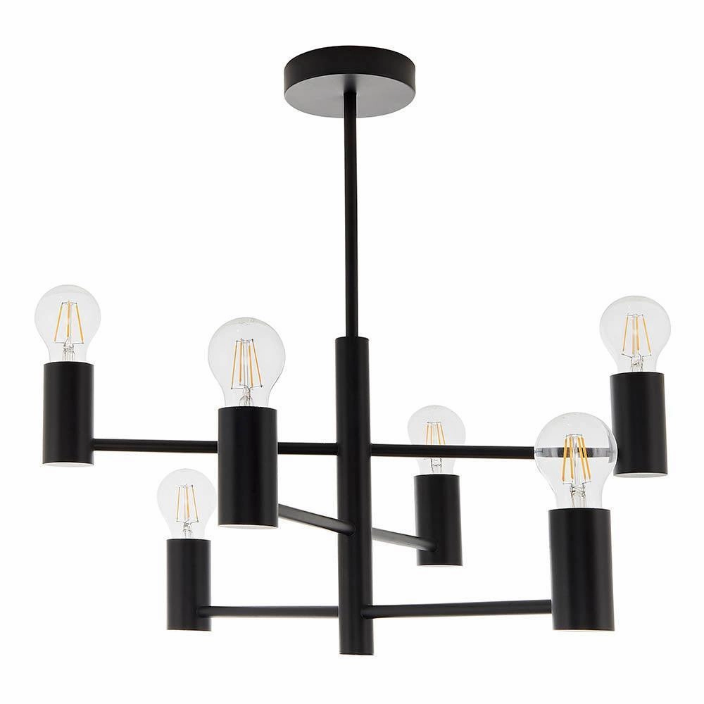 Endon Studio 6 Light Semi Flush Black Ceiling Light