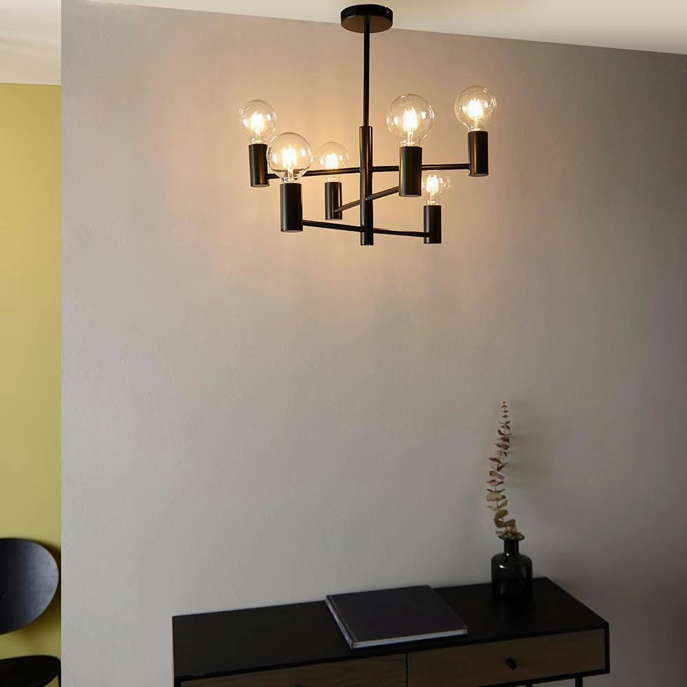 Endon Studio 6 Light Semi Flush Black Ceiling Light