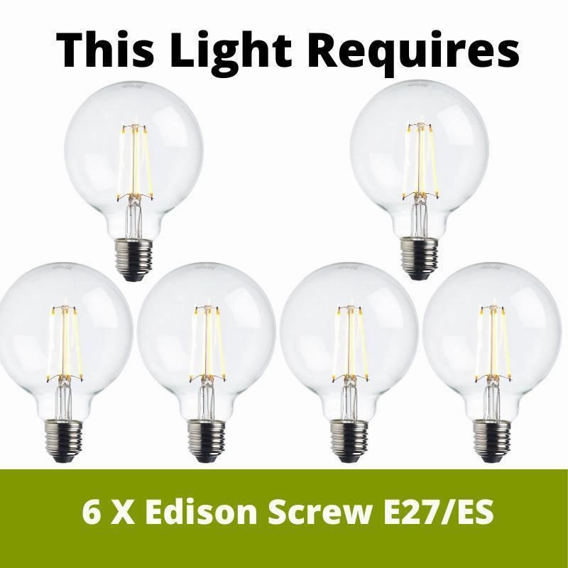 Endon Studio 6 Light Semi Flush Black Ceiling Light