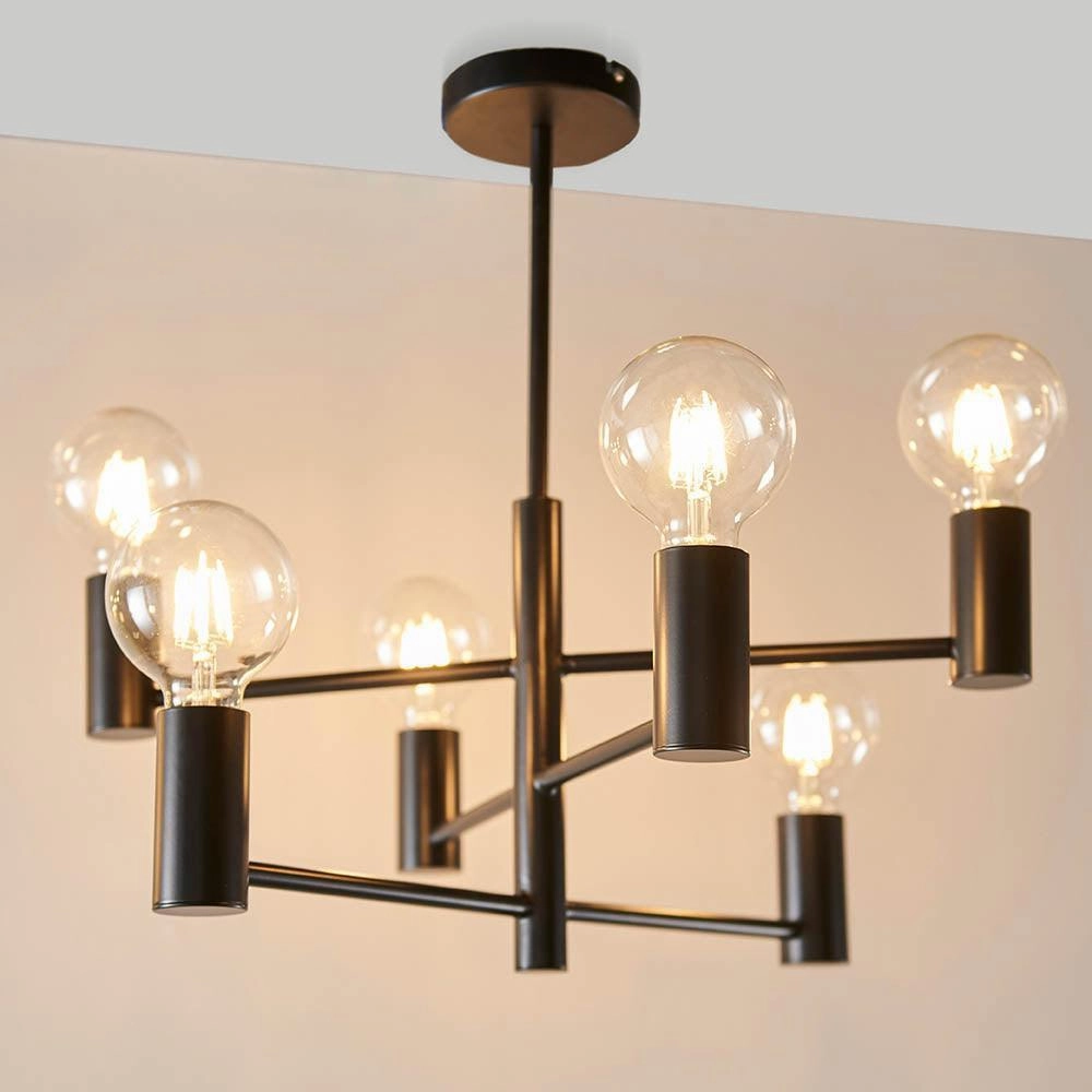 Endon Studio 6 Light Semi Flush Black Ceiling Light