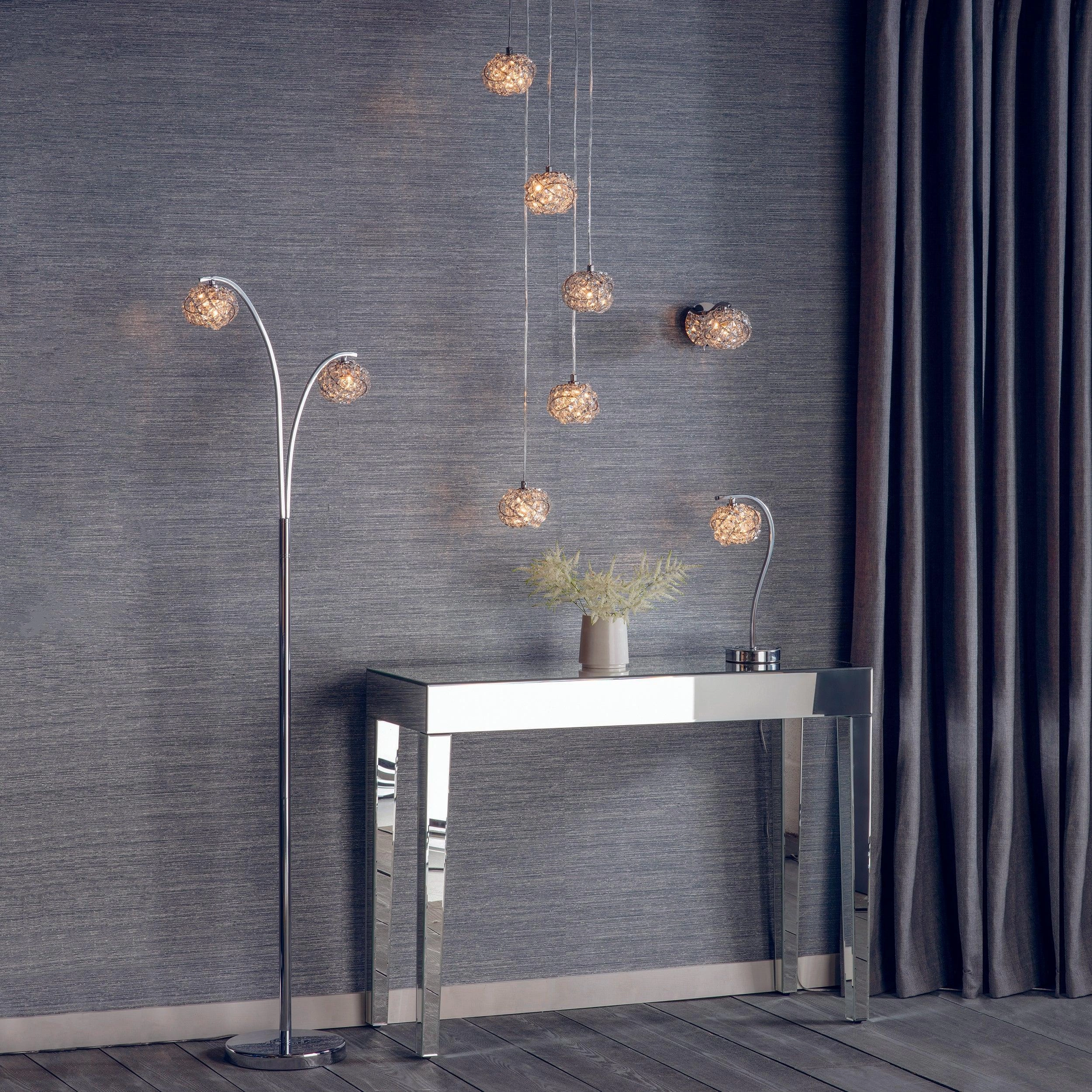 Endon Talia 5 Light Chrome & Crystal Ceiling Pendant
