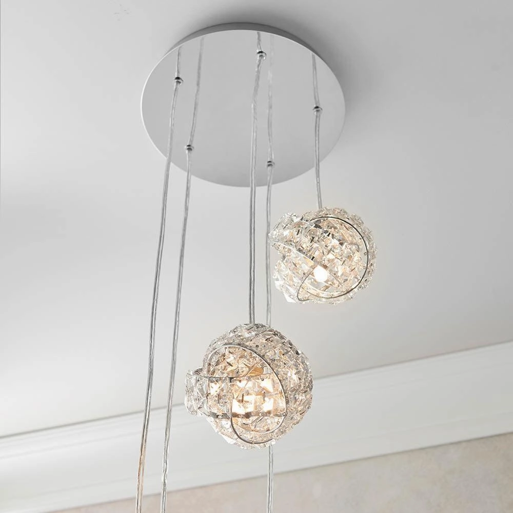 Endon Talia 5 Light Chrome & Crystal Ceiling Pendant