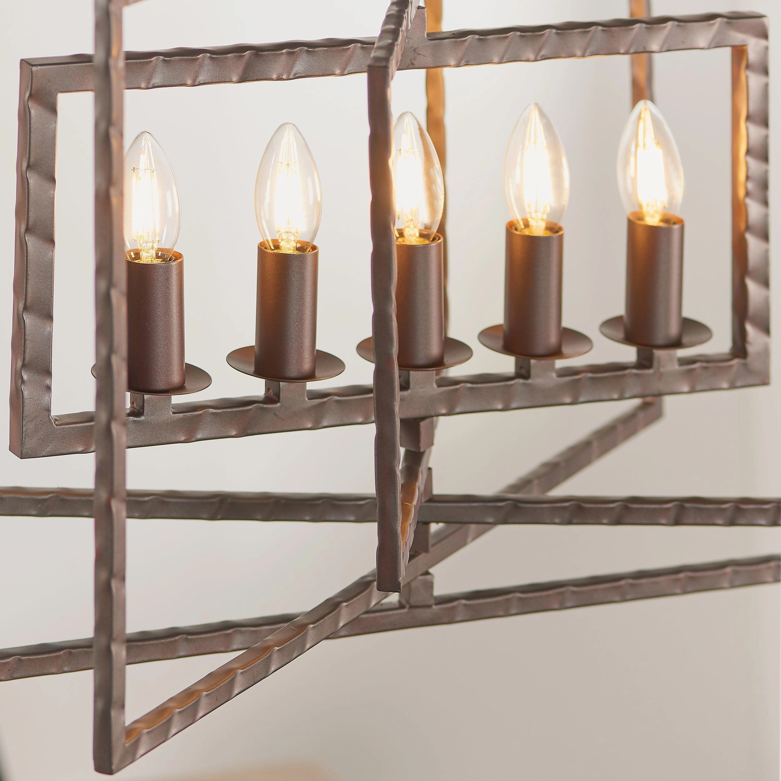 Endon Tibbet 5 Light Hammered Bronze Ceiling Pendant