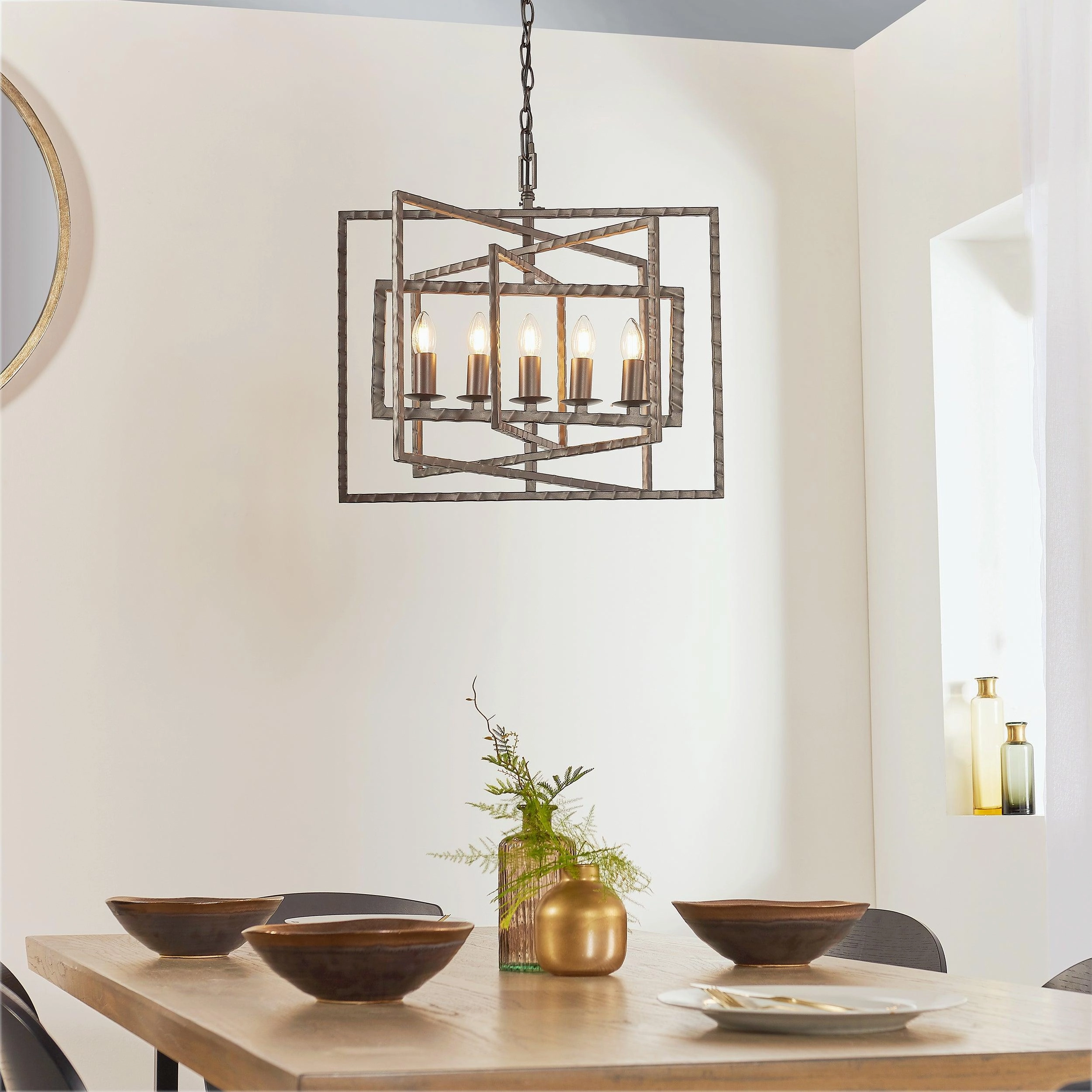 Endon Tibbet 5 Light Hammered Bronze Ceiling Pendant