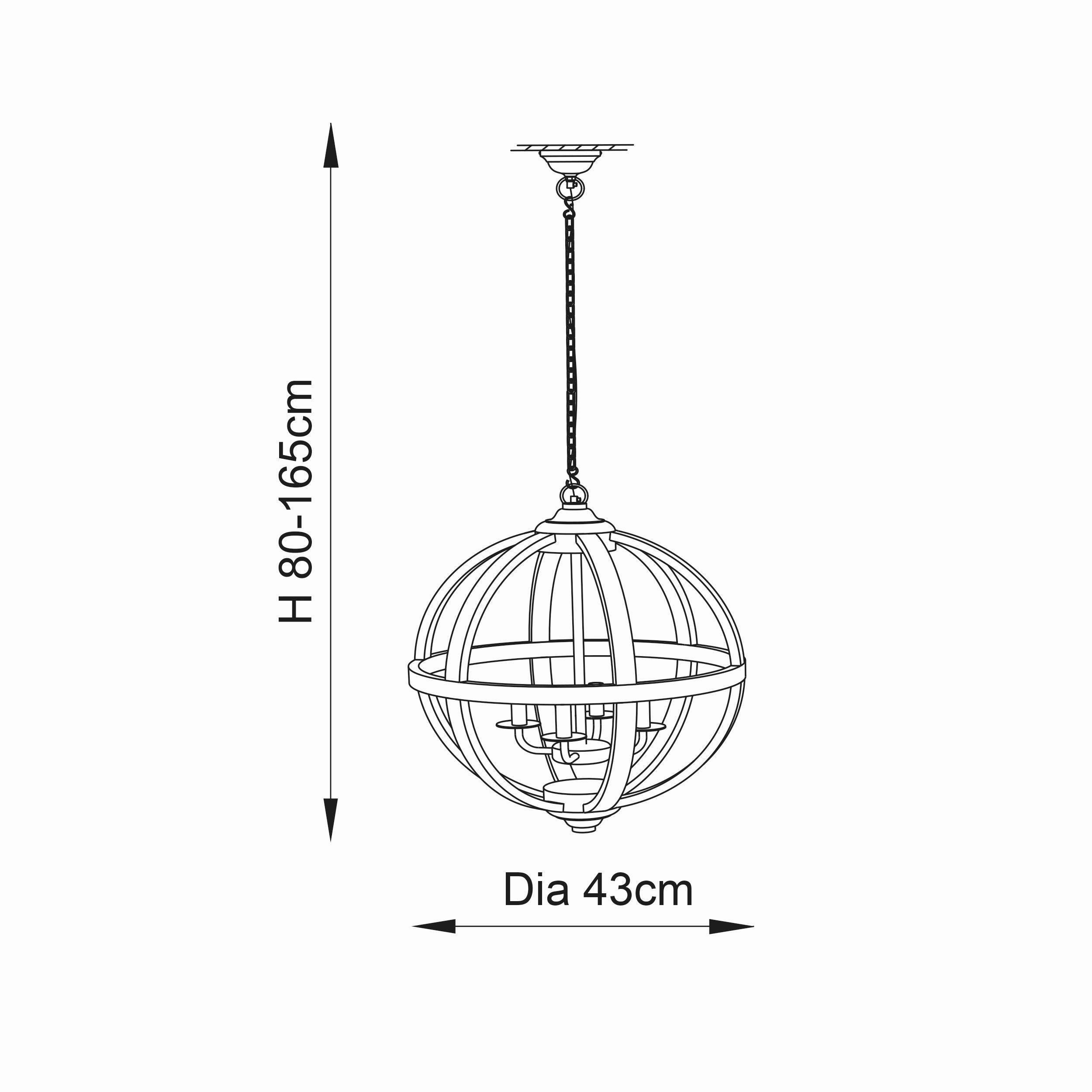 Endon Toba 4 Light Wood Ceiling Pendant Light