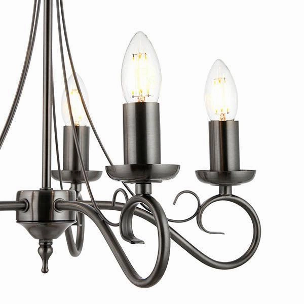 Endon Trafford Antique Silver Finish 5 Light Chandelier