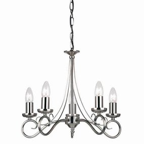 Endon Trafford Antique Silver Finish 5 Light Chandelier simple ceiling design light