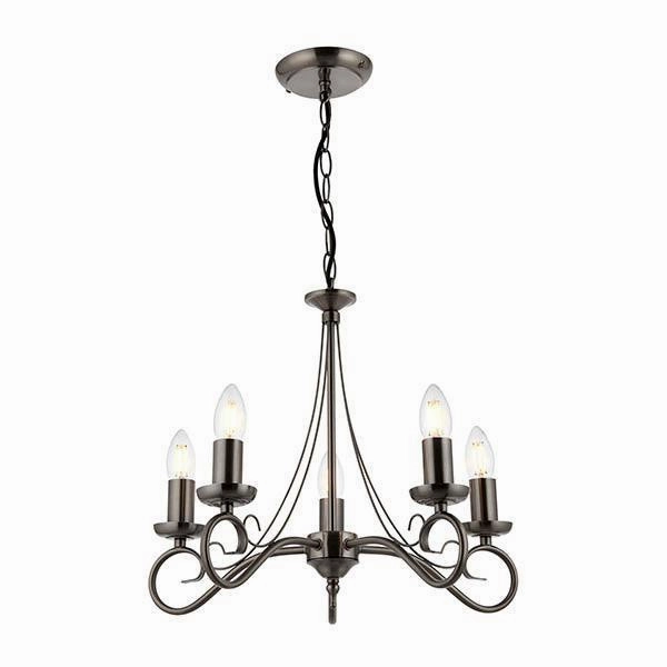 Endon Trafford Antique Silver Finish 5 Light Chandelier